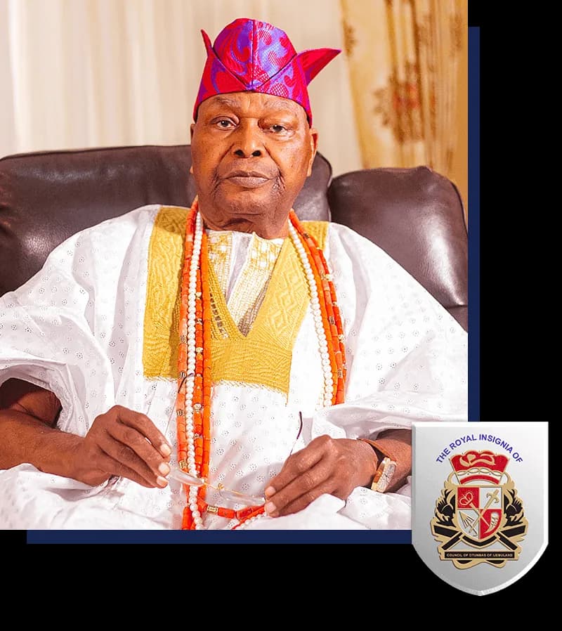 Oba (Dr.) Sikiru Kayode Adetona in traditional royal attire